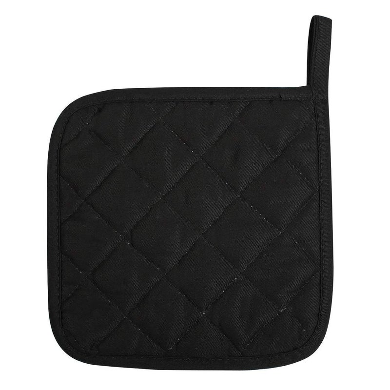 lifaith 100% Cotton Potholders Kitchen Everyday Basic Terry Pot Holder Heat Resistant Large Coaster Hot Pads Kit Trivets Set for Cooking and Baking Set of 6 Black - Image 3