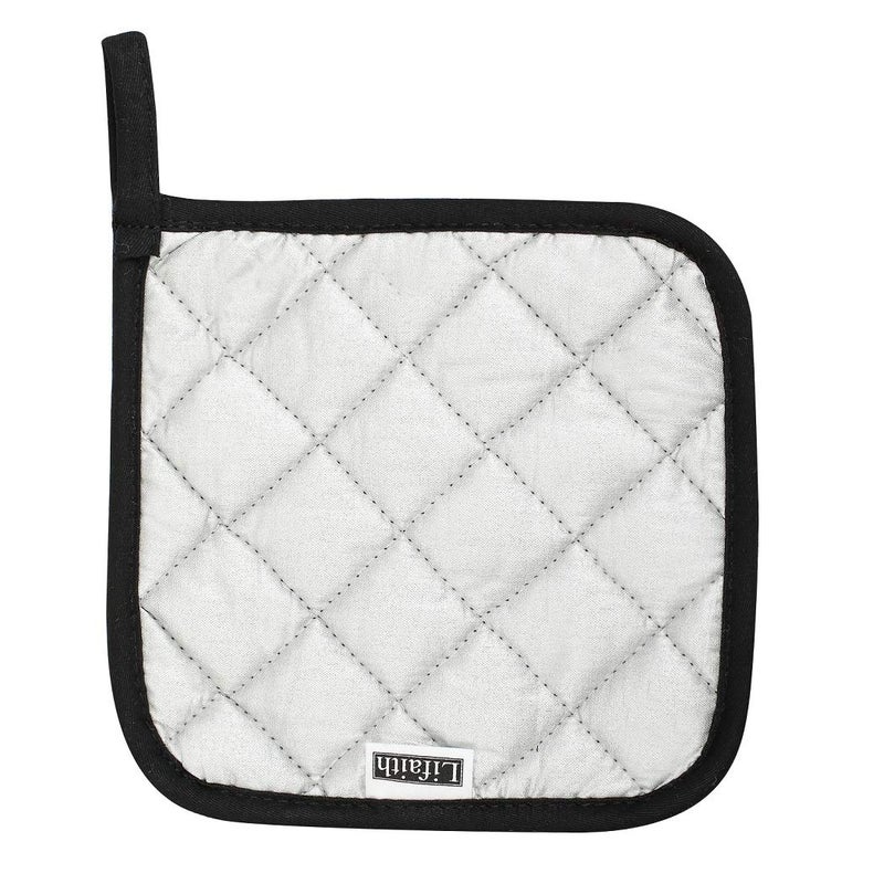 lifaith 100% Cotton Potholders Kitchen Everyday Basic Terry Pot Holder Heat Resistant Large Coaster Hot Pads Kit Trivets Set for Cooking and Baking Set of 6 Black - Image 4