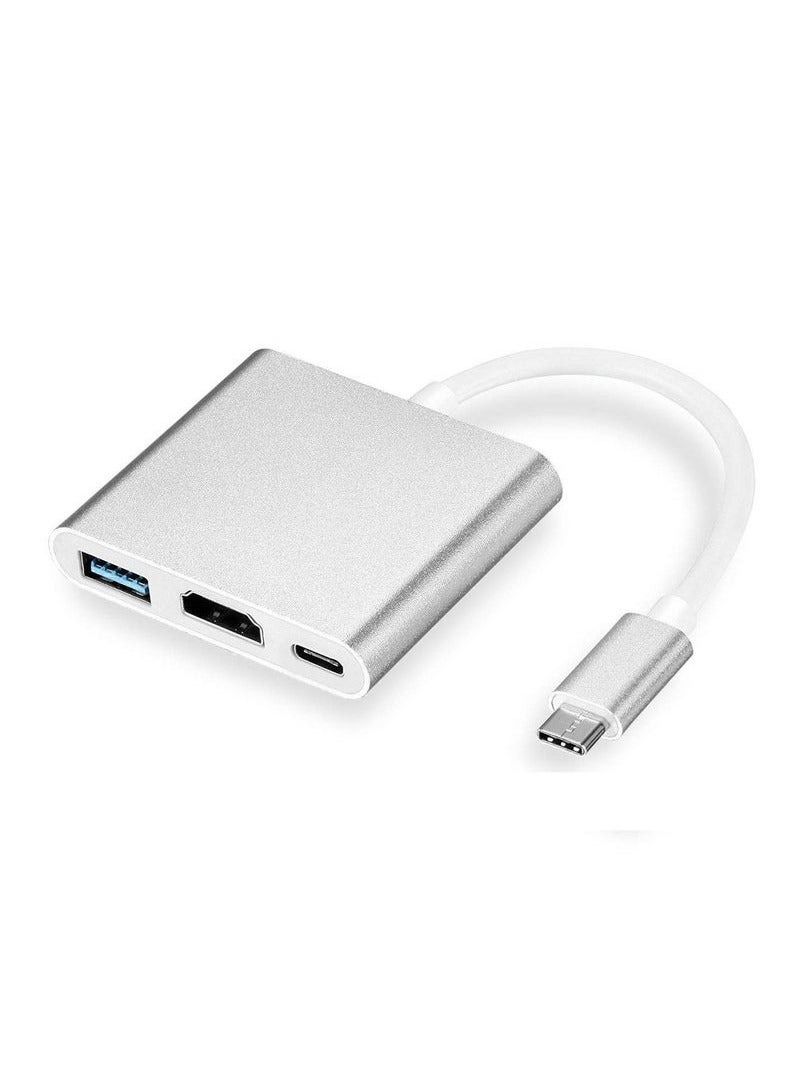 3 in 1 Type C To HDTV HDMI Adapter, 4K HDMI USB 3.0 PD Fast Charging Adapter for iPhone 15 16 Series MacBook Matebook Huawei Xiaomi Samsung Type C Interface - Image 1