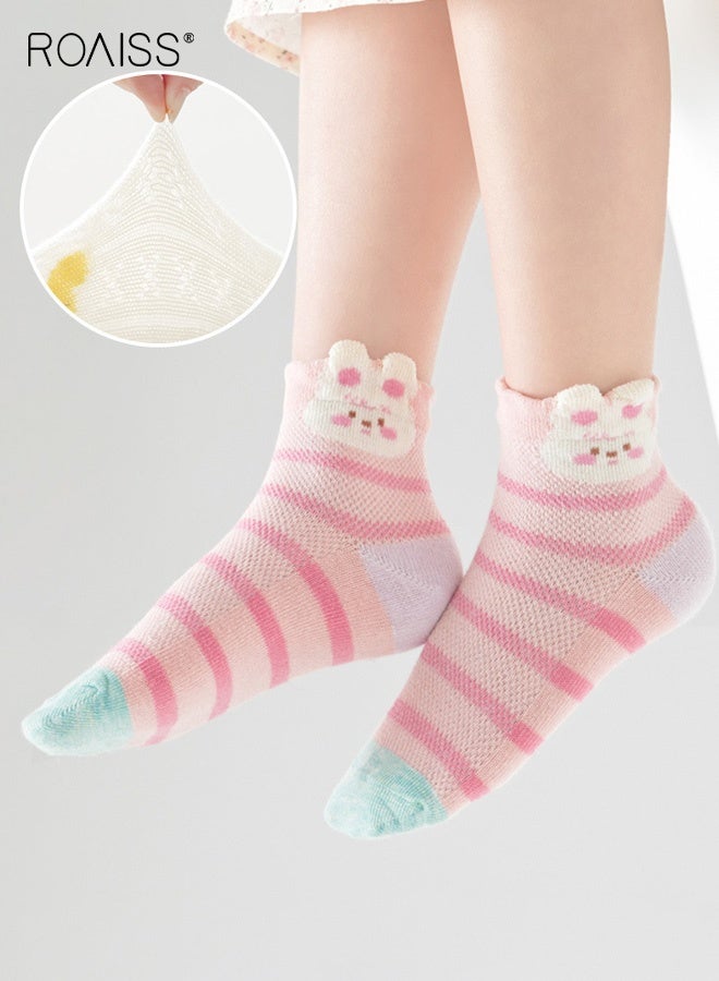 رويس مجموعة من 5 أزواج من الجوارب الشبكية، جوارب متوسطة الطول للفتيات بنقوش جميلة، جوارب مريحة وقابلة للتنفس للفتيات، جوارب متوسطة الطول للفتيات، سهلة التنسيق مع الملابس - Image 3