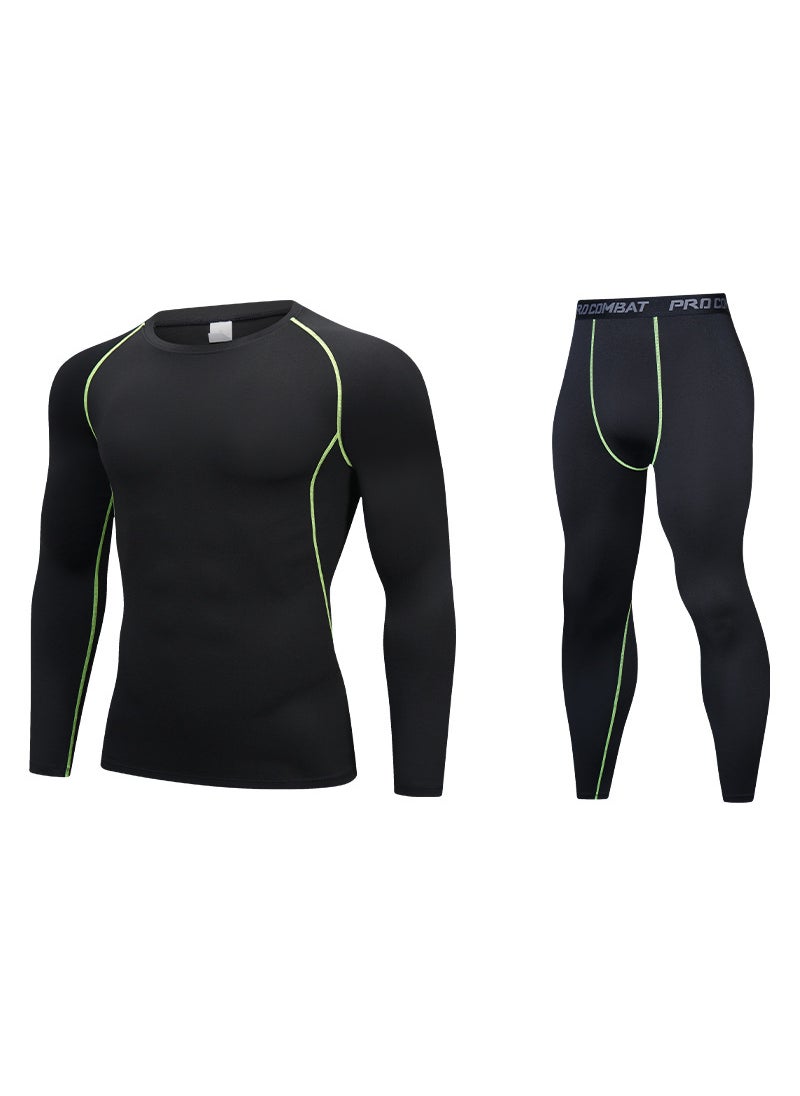 Generic Mens workout clothes tights tights suit sports leggings basketball football sports leggings quick-dryingClassic Green Line suit Classic Green Line suit 