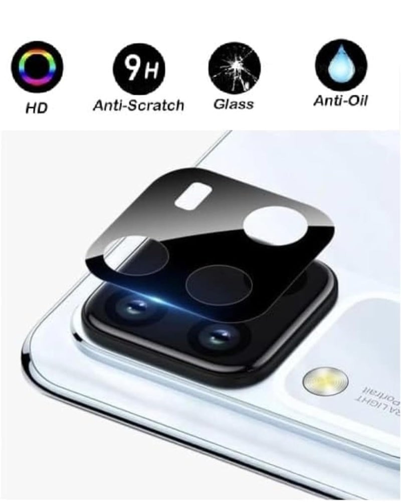 WonReza حماية زجاج الكاميرا الخلفية لهاتف Vivo V30 | Vivo V30 Pro 5G [3D بريميوم] واقي عدسة الكاميرا (أسود) - Image 2
