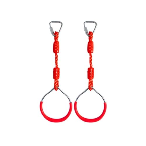 Shopster Kids Gymnastic Rings,Kids Playground Home Swing Sets - Fitness Indoor Outdoor Equipments (Red) - Image 1