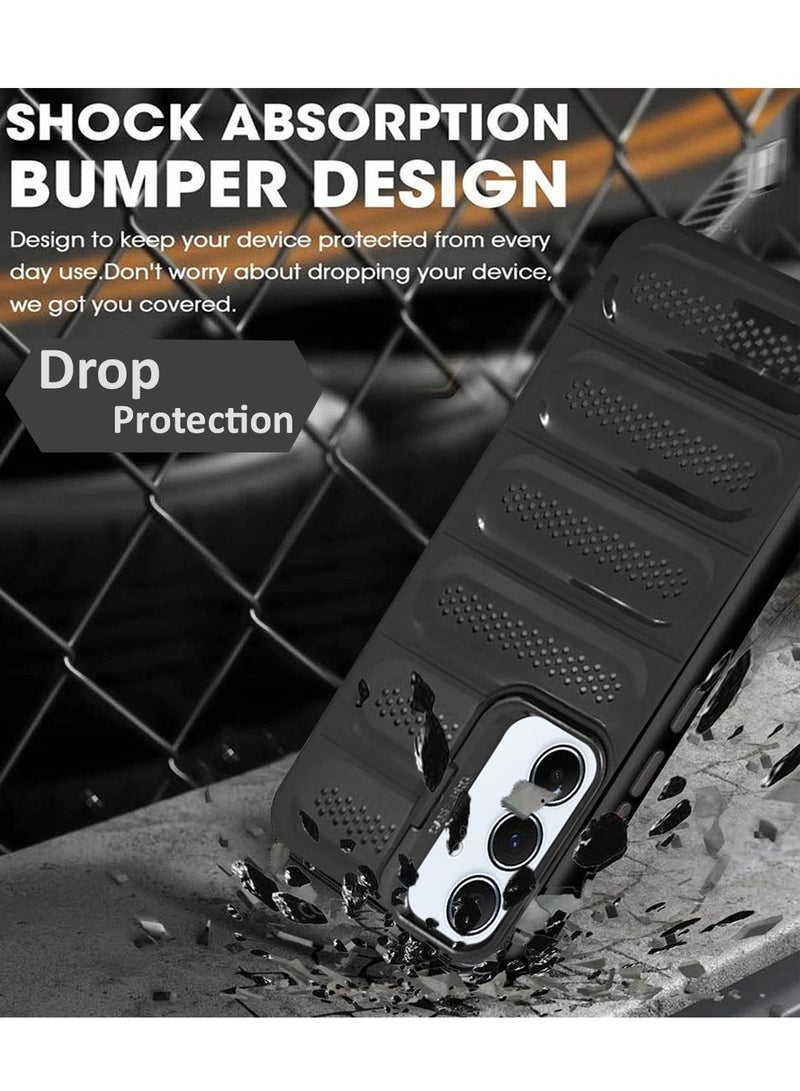 Techie حافظة أنيقة من TPU مضادة للحرارة مع حامل كاميرا خلفي لجهاز سامسونج جالاكسي A55 - أسود - Image 5