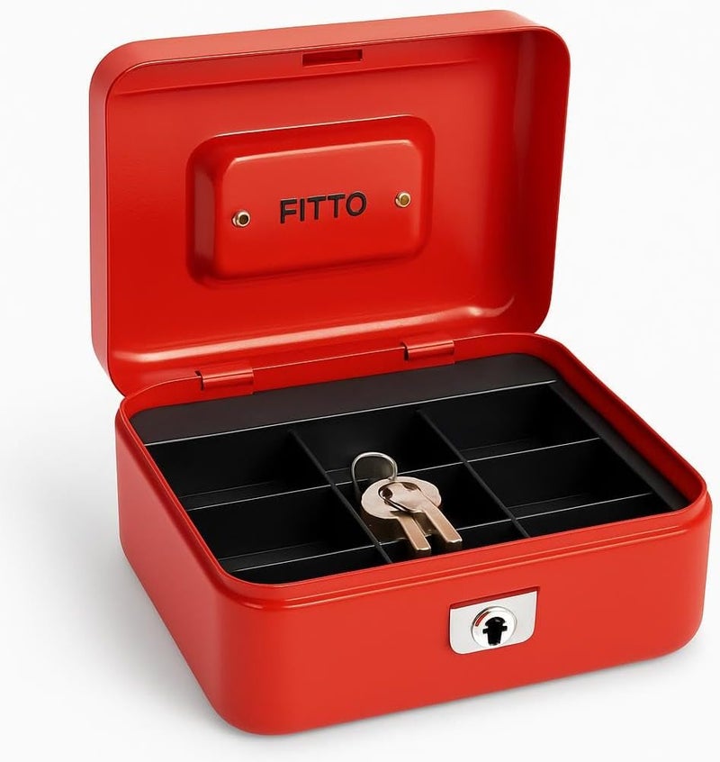 FITTO صندوق إيداع فيتو 9x12.5 سم أحمر لتخزين المستندات والملفات - Image 1
