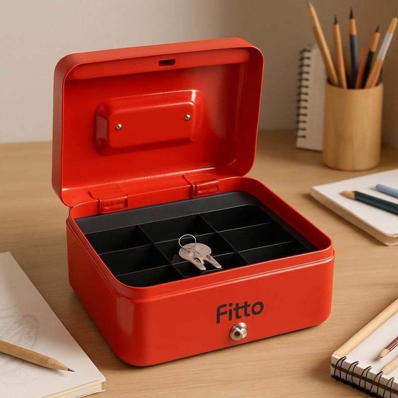 FITTO صندوق إيداع فيتو 9x12.5 سم أحمر لتخزين المستندات والملفات - Image 2