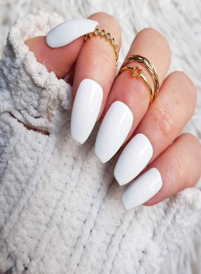 FOK Set Of 100Pc Professional/Personal Reusable French Long Acrylic False Fake Nails White Color DIY Decoration Artificial White Nailart Tip Accessory - Image 2