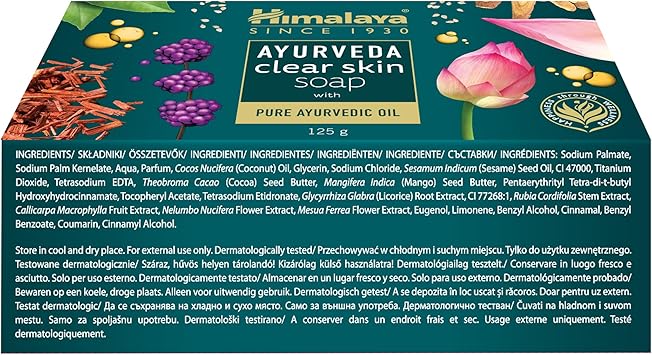 Himalaya Ayurveda Clear Skin Soap Specially Made With Traditional Ayurvedic Oil Infused with Herbs 125 g - Image 2