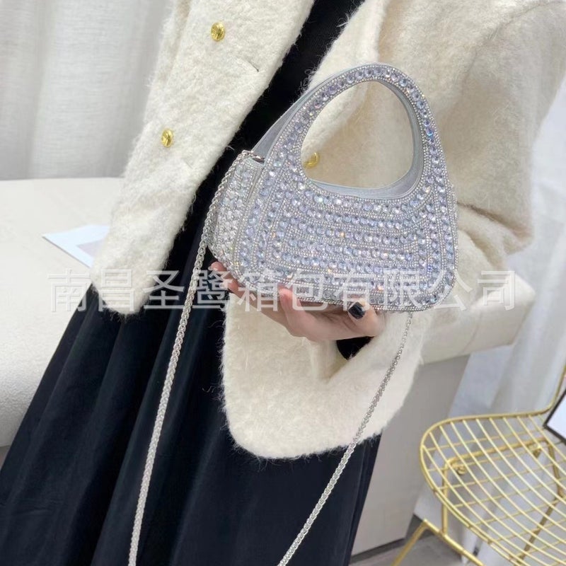 2025 Spring Round Rhinestone Handbag Women'S Clutch Evening Bag Hobo Rhinestone Purse - Image 5