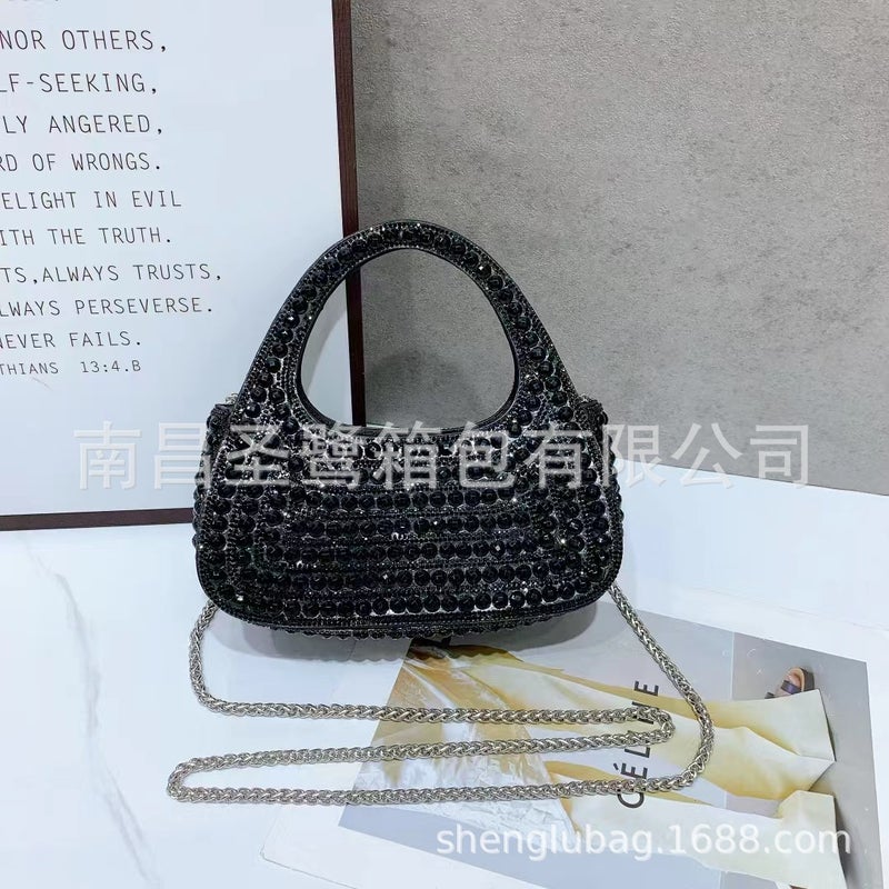 2025 Spring Round Rhinestone Handbag Women'S Clutch Evening Bag Hobo Rhinestone Purse - Image 4