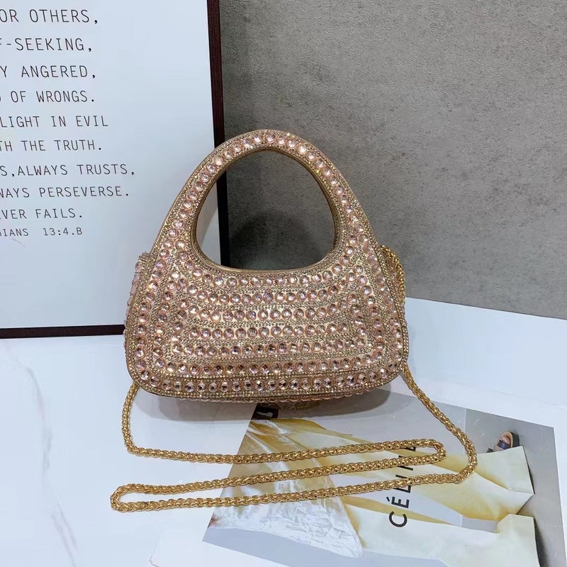 2025 Spring Round Rhinestone Handbag Women'S Clutch Evening Bag Hobo Rhinestone Purse - Image 3