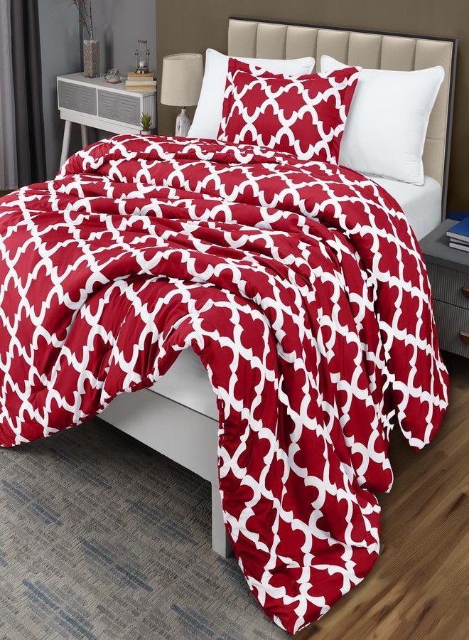 Utopia Bedding Twin Comforter Set Red, Printed Comforters Twin Size, 2 Piece Lightweight All Season Down Alternative Bedding Set with 1 Comforter (64 x 88 in) and 1 Pillow Shams (20 x 26 in) - Image 1