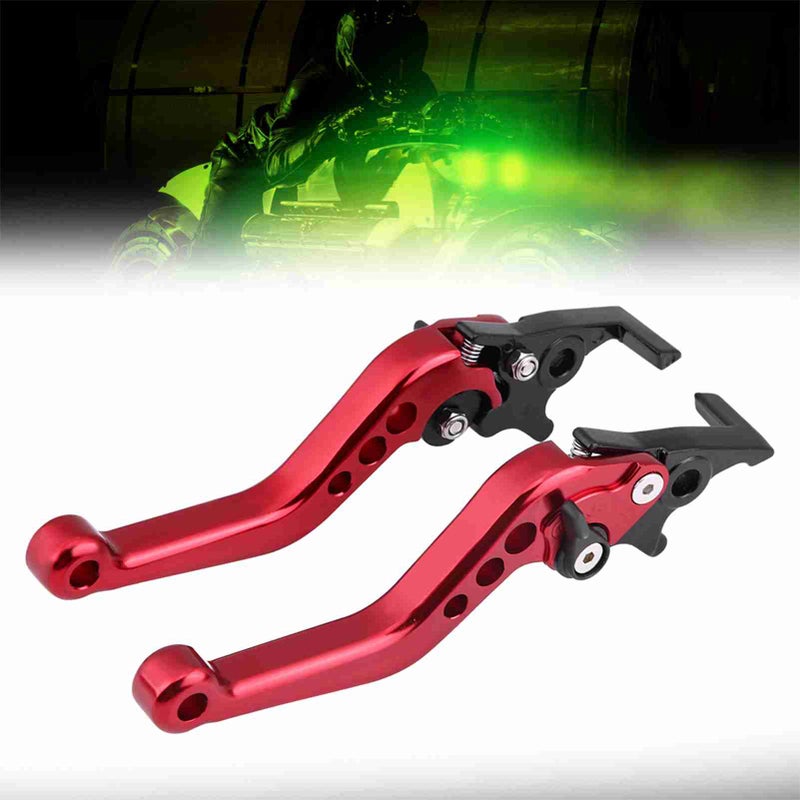 1 Pair CNC Aluminum Motorcycle Scooter Modification Double Disc Brake Lever Red - Image 1