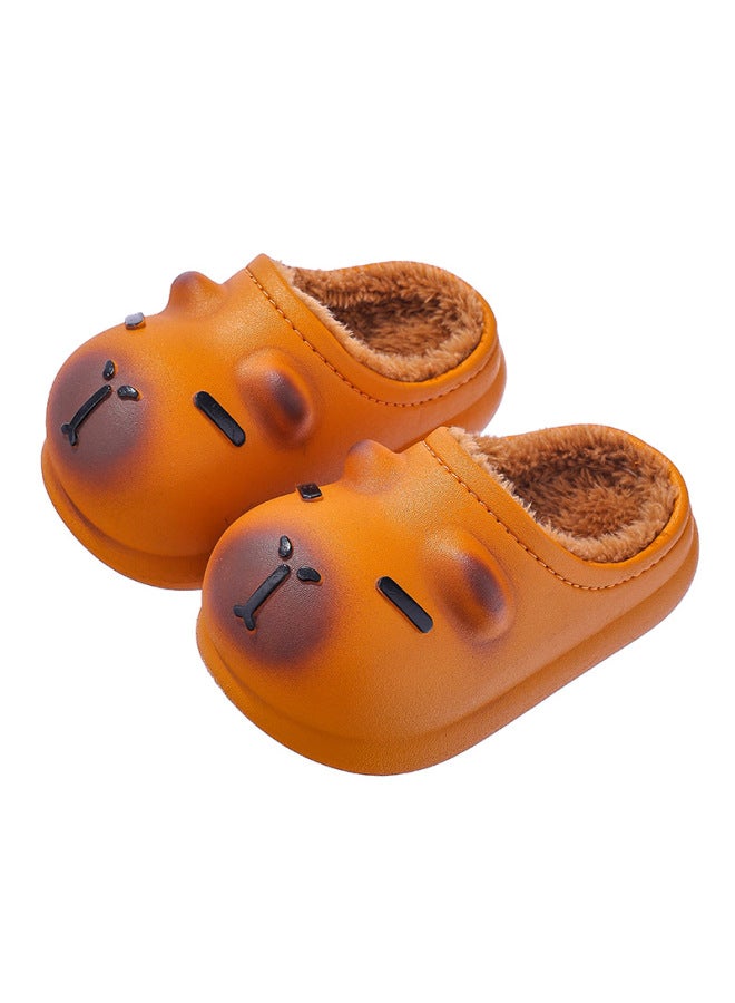 Capybara Autumn Winter Children's Cotton Slippers Boys Girls Warm Fleece-lined Waterproof Home Cotton Shoes For Toddlers And Big Kids - Image 5