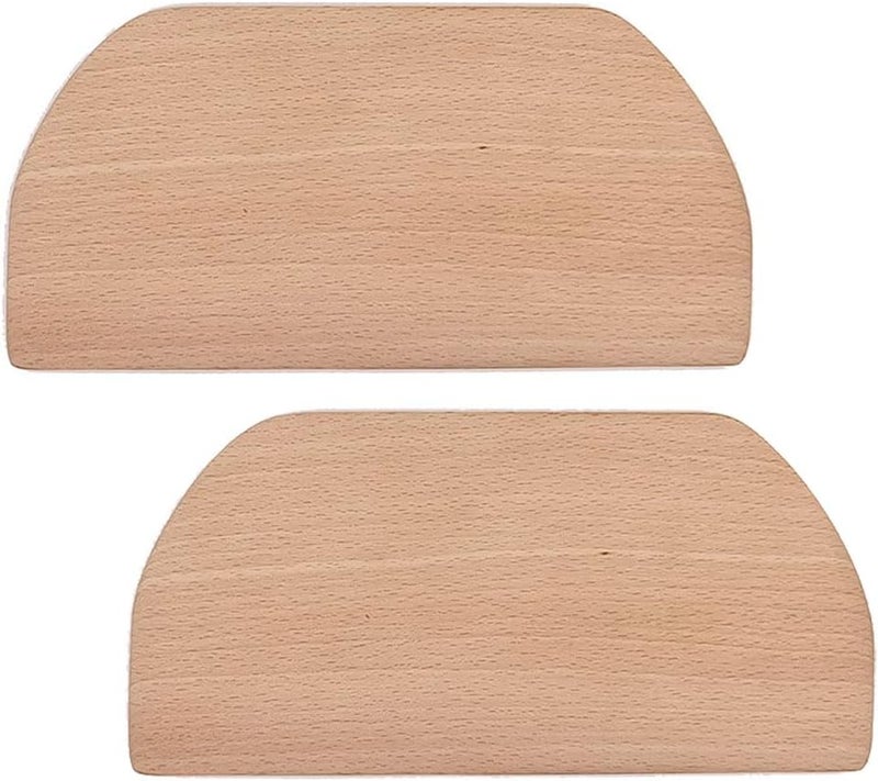 Luzen 2Pcs Wooden Dough Scraper Multipurpose Kitchen Gadgets Dough Cutters Bench Scraper Flour Mixing Shovel Pancake Scraper for Cake, Pastry, Pizza, Pancake, Bread Baking Supplies - Image 1