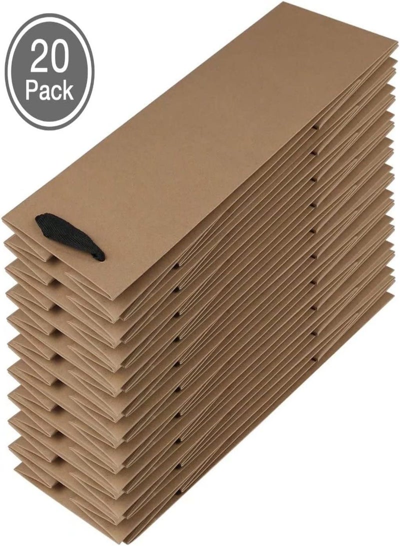 Bolsas de regalo para botellas de vino, paquete de 20 bolsas de regalo de papel marrón con asas, bolsas de regalo lisas de estraza a granel para pequeñas empresas: 4 x 4 x 14 pulgadas - Image 5