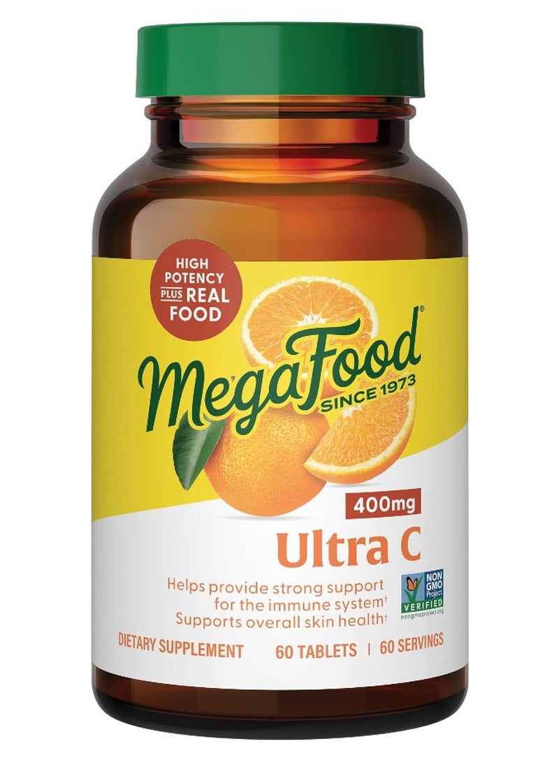 MegaFood Ultra C 400 mg - Helps Provide Strong Support for the Immune System - Supports Overall Skin Health, 60 Tablets  - Image 1