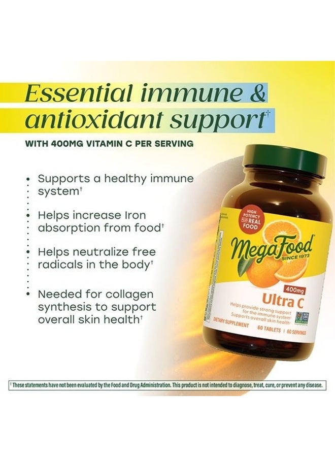 MegaFood Ultra C 400 mg, Vitamin C Immune Support Supplement, 60 Tablets,Essential Immune and Antioxidant Support, Supports Overall Skin Health, Made with Real Food, Non-GMO, Vegan, 60 Servings - Image 3