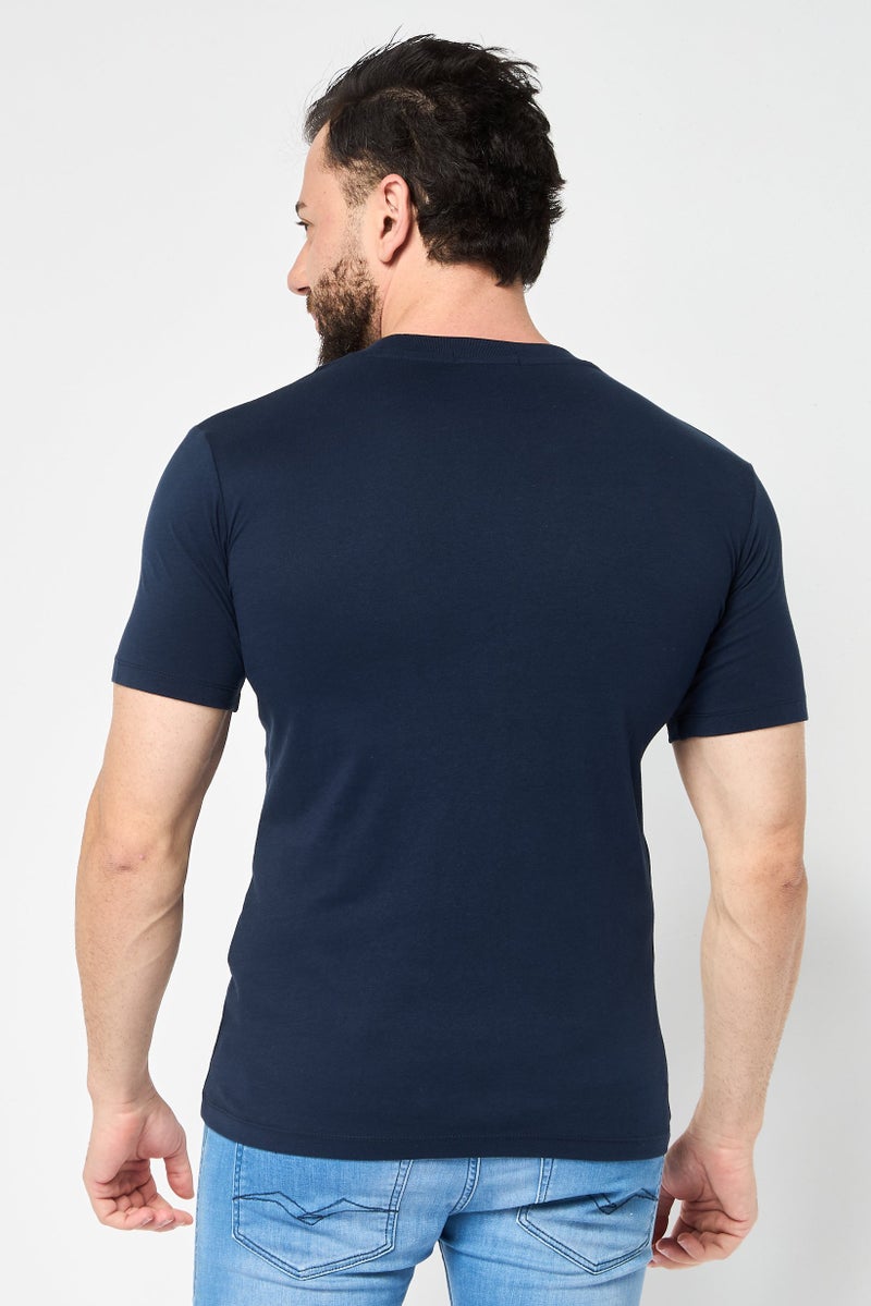 Replay Men Crew Neck Short Sleeves Brand Logo T-Shirt, Navy - Image 4