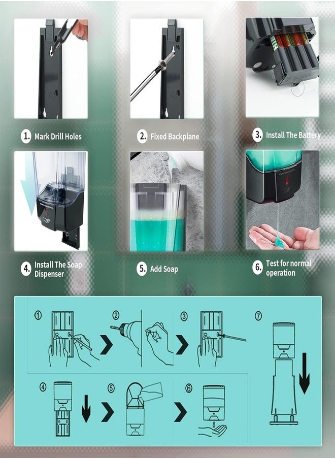 Denx - Wall-mounted USB Auto Liquid Smart Sensor Soap Dispenser Waterproof Rechargeable Automatic Foaming Touchless Soap Dispenser For Bathroom Kitchen Washroom - Image 1