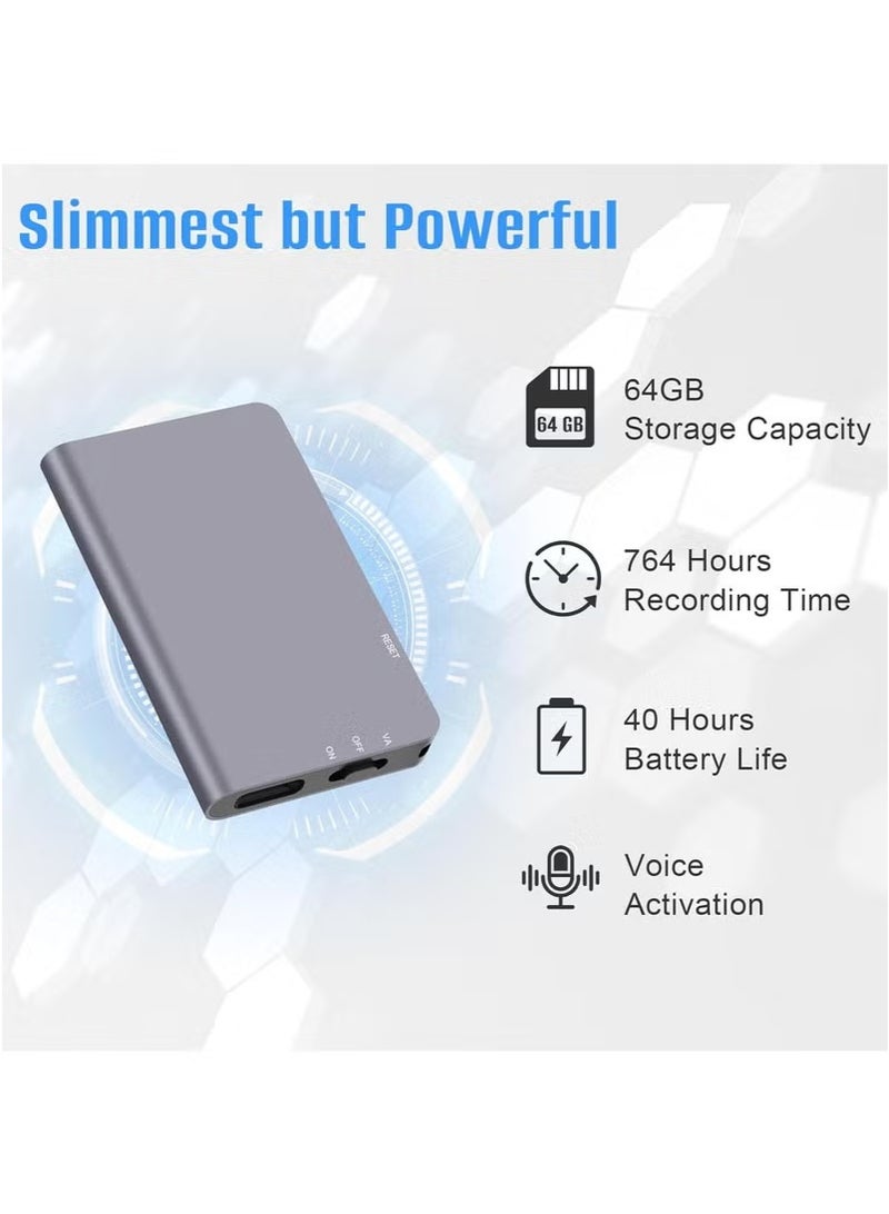 XiuWoo 64GB Magnetic Digital Voice Recorder - 760Hrs Recording Storage Voice Activated Recorder, Audio Recorder with Playback for Lectures Meetings, Noise Reduction Rechargeable - Image 2
