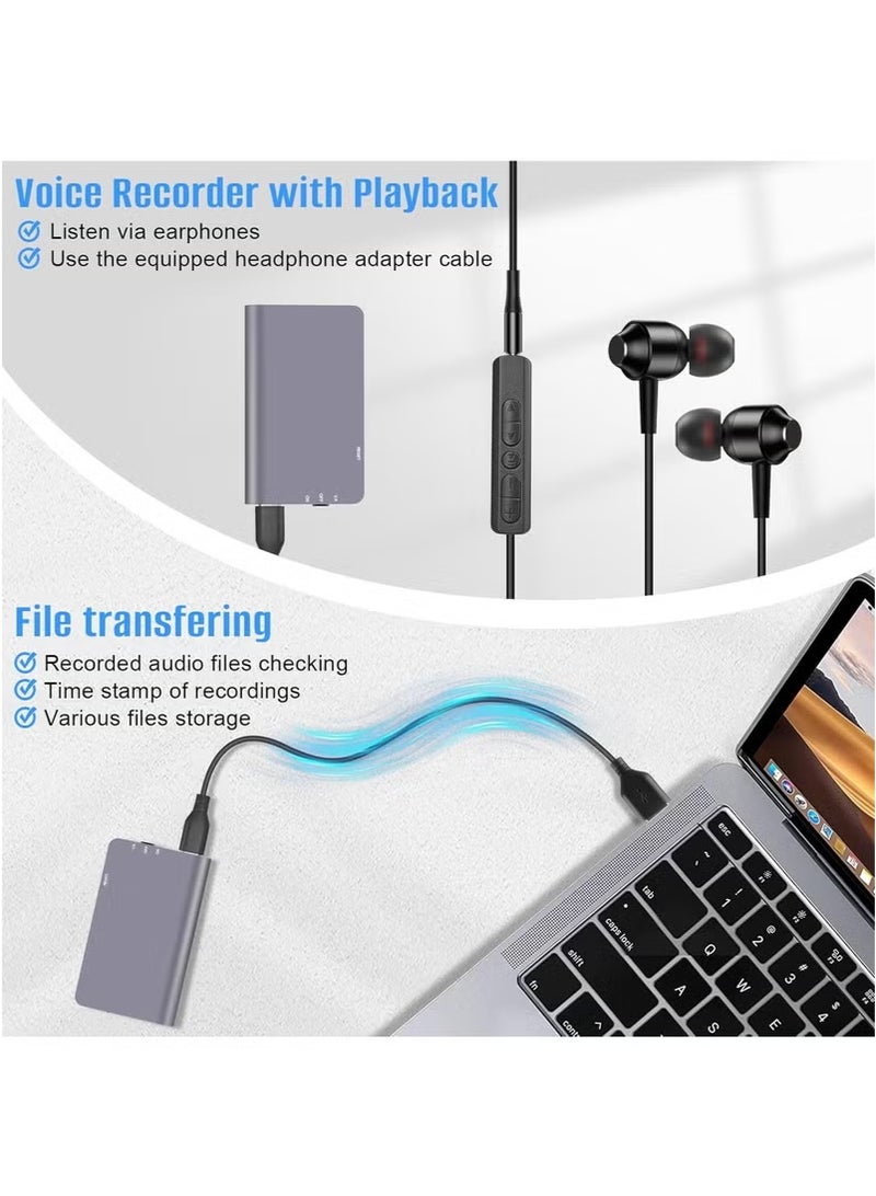 XiuWoo 64GB Magnetic Digital Voice Recorder - 760Hrs Recording Storage Voice Activated Recorder, Audio Recorder with Playback for Lectures Meetings, Noise Reduction Rechargeable - Image 4