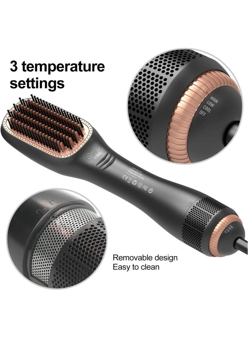 Denx 2-in-1 Heated Hair Brush, 1200-1500W Hot Air Brush Straightener & Volumizer with Dryer Function, 3 Speed & Heat Settings, Max Temp 155°C (330°F), Anti-Frizz, DX1353M - Image 3