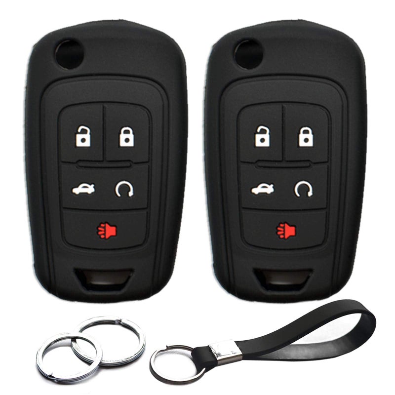 INFIPAR 2pcs Compatible with Chevy Chevrolet Equinox Cruze Impala Camaro Malibu Limited GMC Terrain Buick Encore Lacrosse Regal Key Fob Cover Case Key Chain Protector Keyless Remote Holder