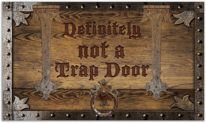 DEFINITELY NOT A TRAP DOOR DOOR MAT FUNNY ENTRANCE WELCOME OUTDOOR INDOOR MATS HOME DECOR HOUSEWARMING GIFT 17 X 29 INCHES
