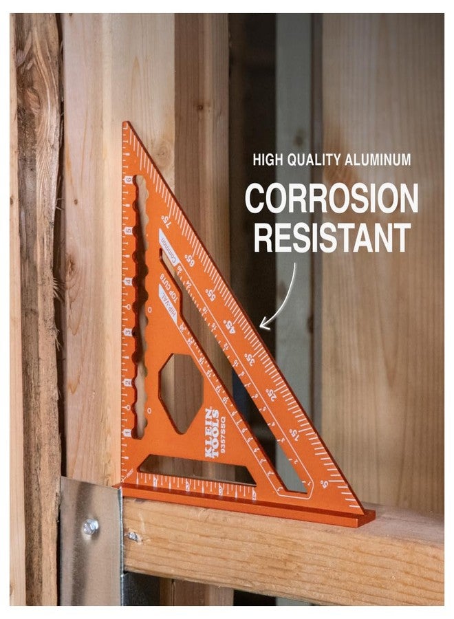 Klein Tools 9357SSQ Rafter Square, 7-Inch, Double Laser Etched Aluminum, Multi-Functional, Carpenter Measuring Layout Tool, Triangle Ruler for Woodworking - Image 4