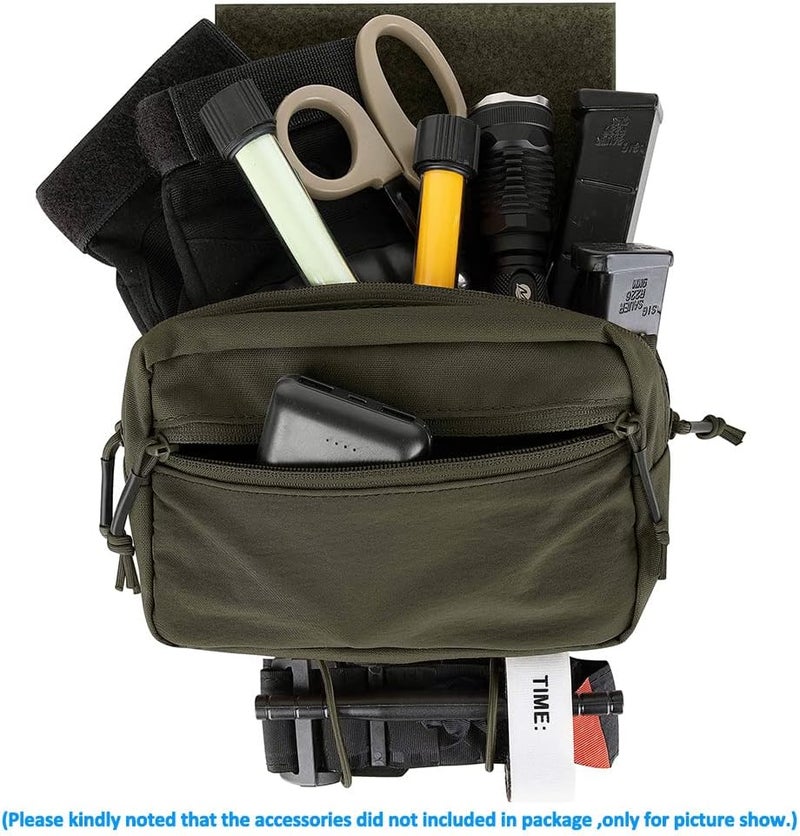 KRYDEX Tactical Drop Pouch Sub Abdominal Carrying Kit Bag Fanny Pack with Hook and Loop Panel for Tactical Vest Chest Rig (Ranger Green) - Image 3