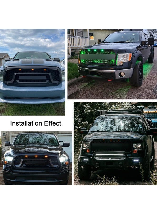 Boigoo Front Grille Lights Compatible for 2004-2019 Ford F-150 Raptor & 2013-2018 Dodge Ram 1500 Raptor Style Aftermarket Grilles, Cars Grid Decorative LED (Yellow Light Smoked Lens) - Image 4