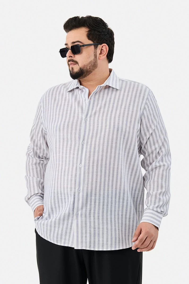 سنيتش Regular Fit Stripes Plus Size Shirt