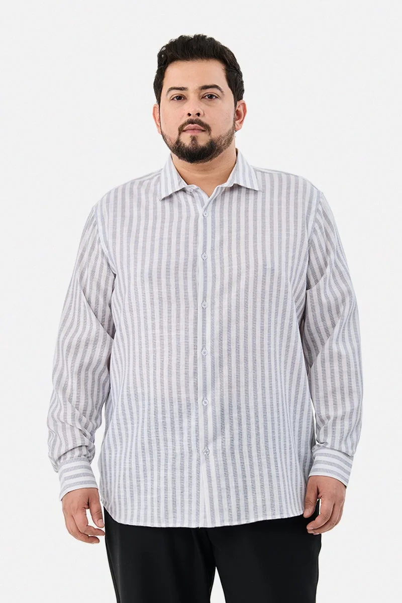 سنيتش Regular Fit Stripes Plus Size Shirt