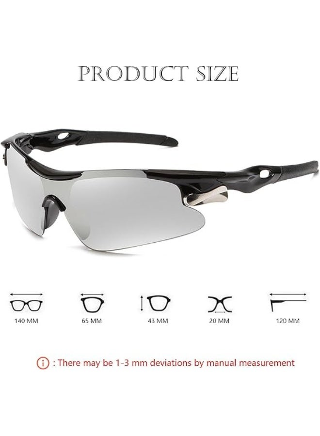 Generic 2 Pcs Outdoor Sports UV Protection Half Frame Sunglasses, UV400 Polarized Cycling Sports Sunglasses, Windproof Goggles for Baseball Golf (Silver+Blue) - Image 3