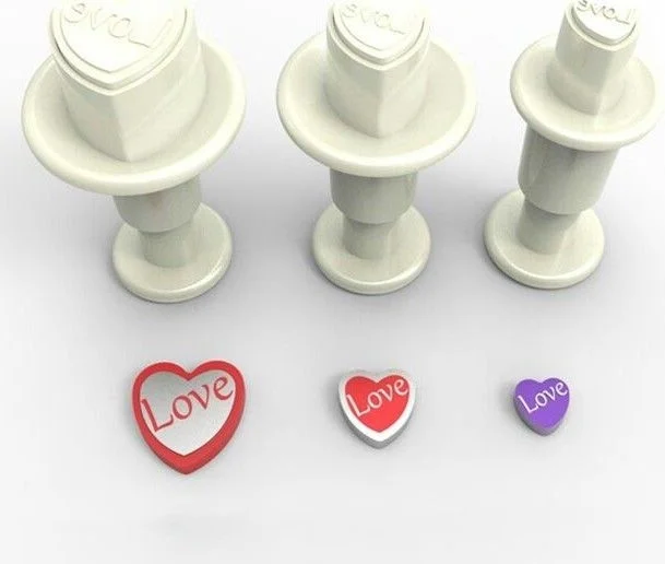 Hobs Mini Love Heart Cookie Mold with Push Injector 3 Pieces
