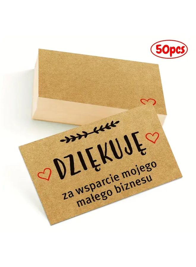 50 قطعة 3.5 × 2.1 بوصة بطاقات شكر ملساء "Dziękuję" مطبوعة على الوجهين مع ظهر قابل للكتابة - Image 1