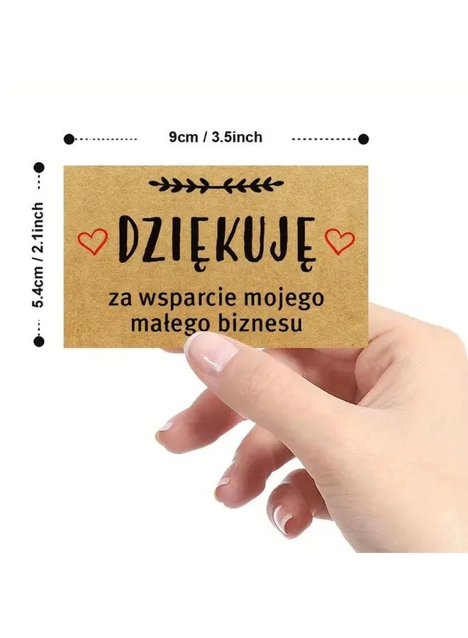 50 قطعة 3.5 × 2.1 بوصة بطاقات شكر ملساء "Dziękuję" مطبوعة على الوجهين مع ظهر قابل للكتابة - Image 3
