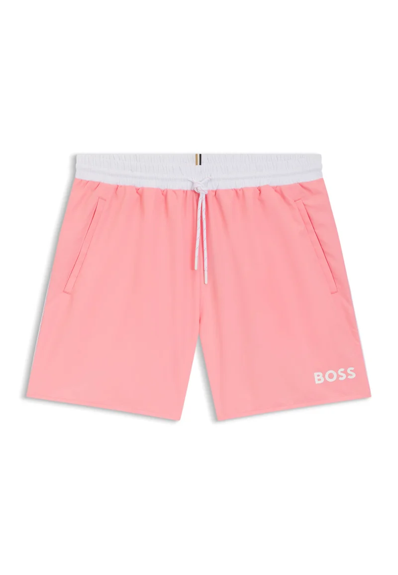BOSS light pink Swim shorts with contrast logo and piping for Men | Best Price UAE