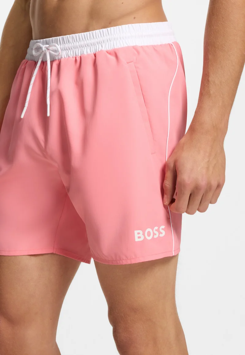 BOSS light pink Swim shorts with contrast logo and piping for Men | Best Price UAE