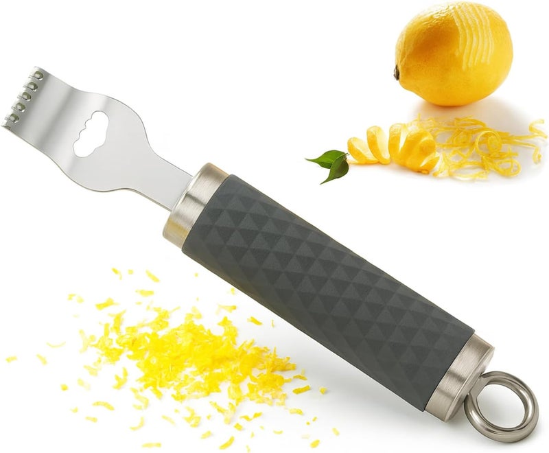 MARKQ Citrus Zester Tool for Lemon Orange Lime – Stainless Steel 2-in-1 Zester with Channel Knife – Ergonomic Handle, Easy to Clean, Kitchen Garnishing Tool - Image 1