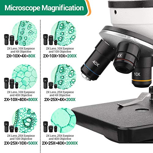 BNISE Microscope kit for Kids Adults Students, 40X-2000X Magnification, Prepared Slides Kit, Dual LED Illumination, All Glass Optics, and Cordless Capability for Children Beginner - Image 2
