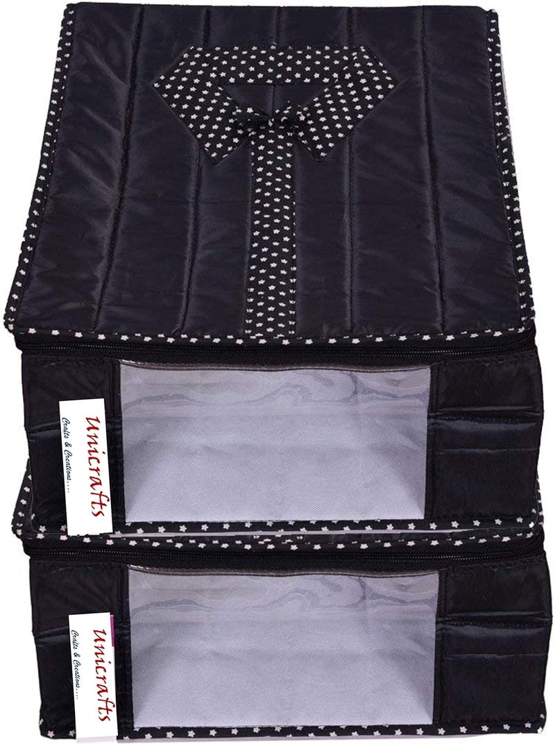 UNICRAFTS Unicrafts Shirt Cover Foldable Shirt Cover Storage Organizer Garment Cover Cloth Storage Bag Suit Cover Tshirt Trousers Jeans Clothes Wardrobe Organizer Clothing Organiser Pack of 2 Pc Black  - Image 1