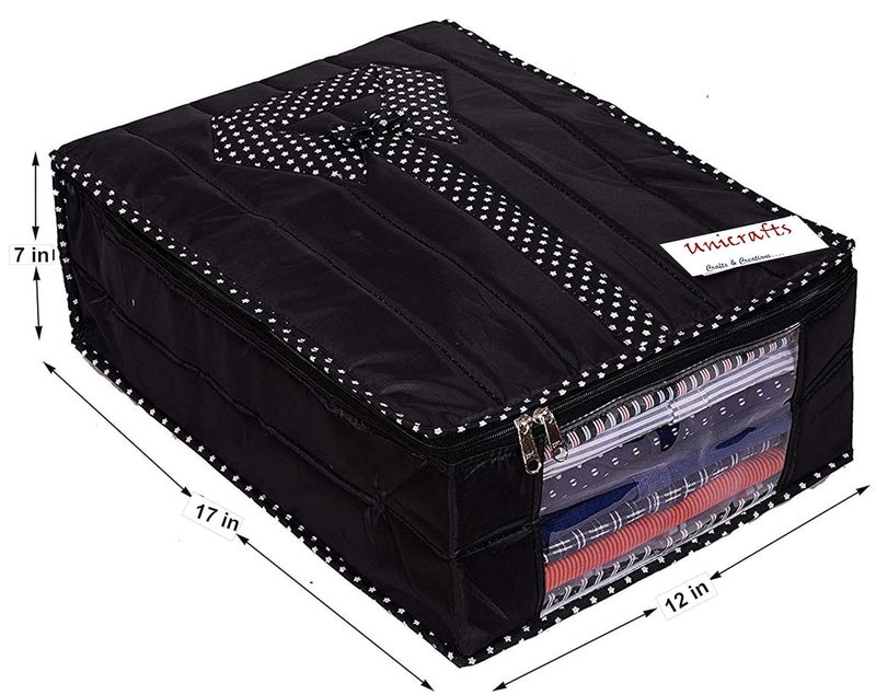 UNICRAFTS Unicrafts Shirt Cover Foldable Shirt Cover Storage Organizer Garment Cover Cloth Storage Bag Suit Cover Tshirt Trousers Jeans Clothes Wardrobe Organizer Clothing Organiser Pack of 2 Pc Black  - Image 3