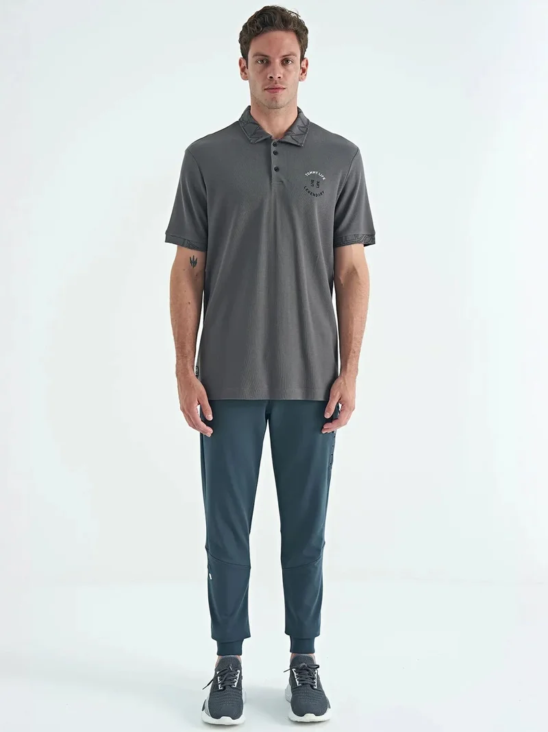 TOMMYLIFE TOMMY Men's Cotton Polo Shirt With Button Placket