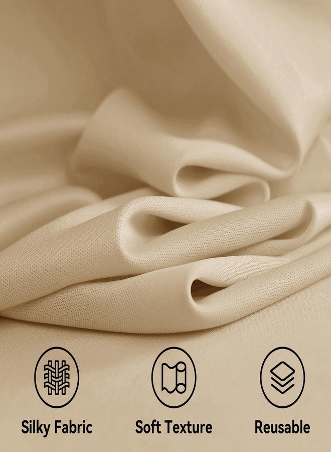 Htper 4 Panels 5x20ft Beige Ceiling Drapes for Wedding Parties, Wrinkle Free Thick Polyester 20ft Extra Long Wedding Draping Beige Ceiling Curtains Arch Drapery for Birthday Party Canopy Tent Decor - Image 4