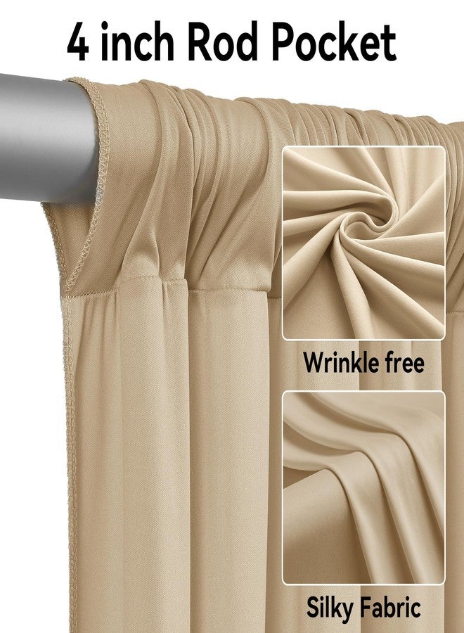 Htper 4 Panels 5x20ft Beige Ceiling Drapes for Wedding Parties, Wrinkle Free Thick Polyester 20ft Extra Long Wedding Draping Beige Ceiling Curtains Arch Drapery for Birthday Party Canopy Tent Decor - Image 2