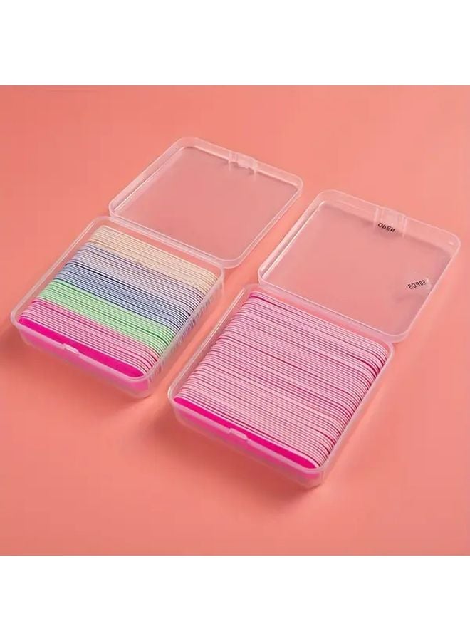 صندوق وردي 60 قطعة مبرد أظافر متين قابل للغسل وإعادة الاستخدام للأظافر الطبيعية والاصطناعية - Image 3