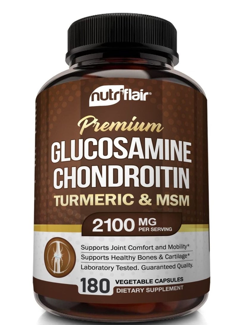 نوتري فلير NutriFlair الجلوكوزامين كوندرويتين الكركم MSM 2100mg 180 كبسولة
