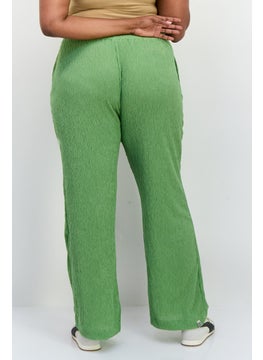 The Giving Movement Women Regular Fit Wide Leg Textured Palazzo Pants, Sage Green  - Image 2